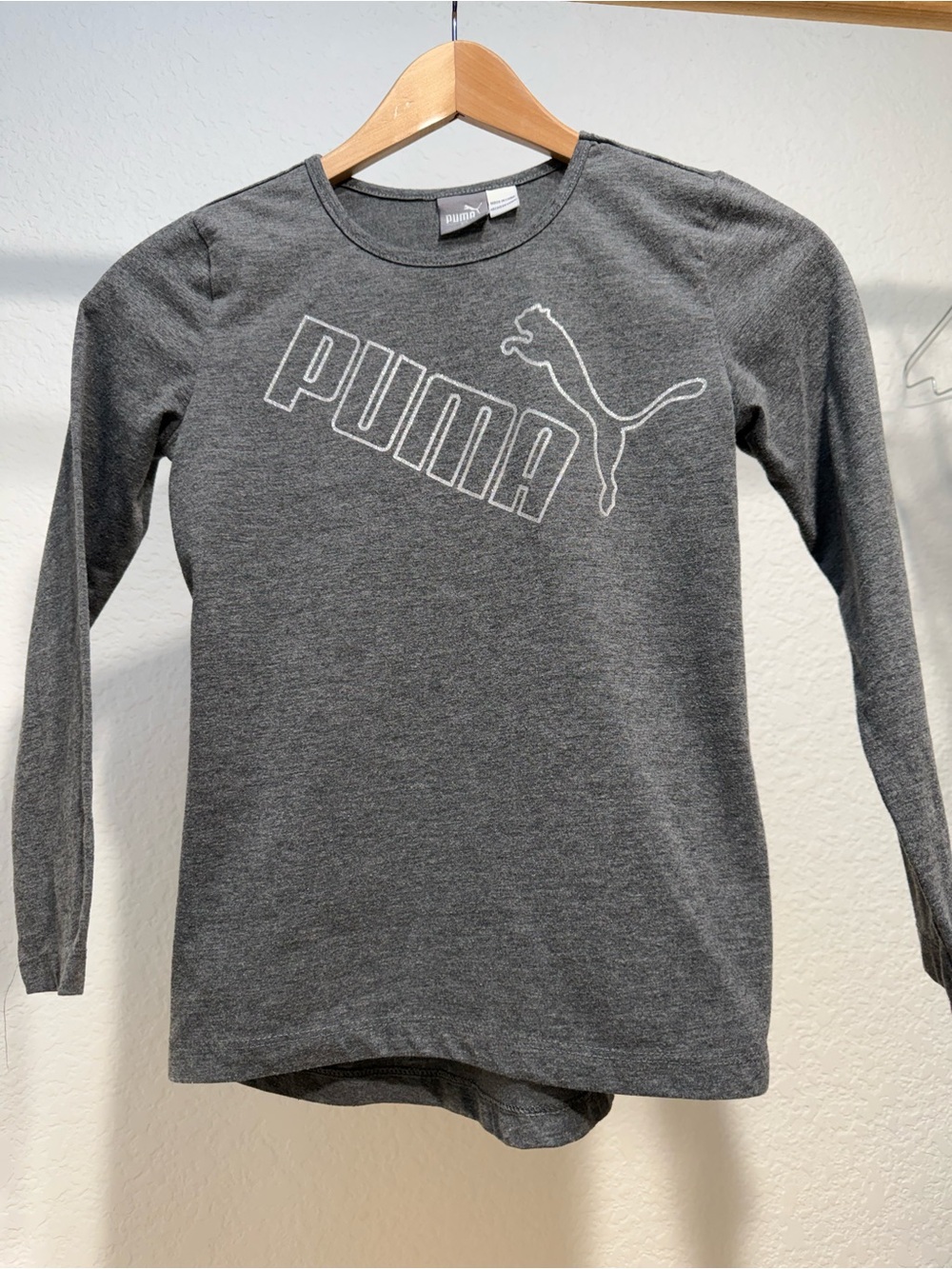 Puma Long Sleeve Logo Tee - Charcoal Gray